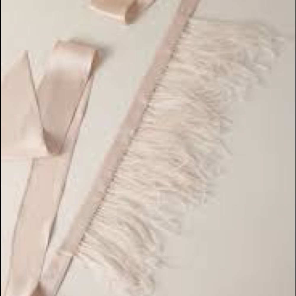 BHLDN *NEW* Marlow Feather Bridal Sash Pale Pink